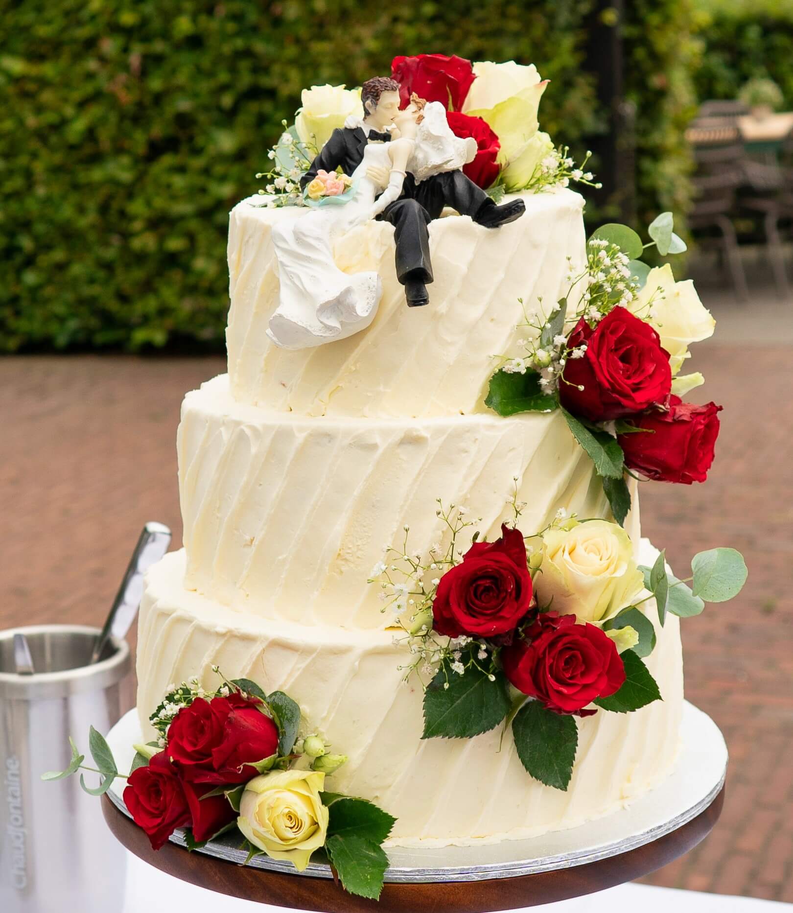 3-delig creme in banen diagonaal